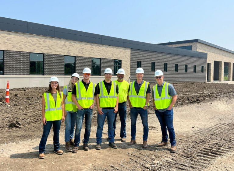 interns at construction site